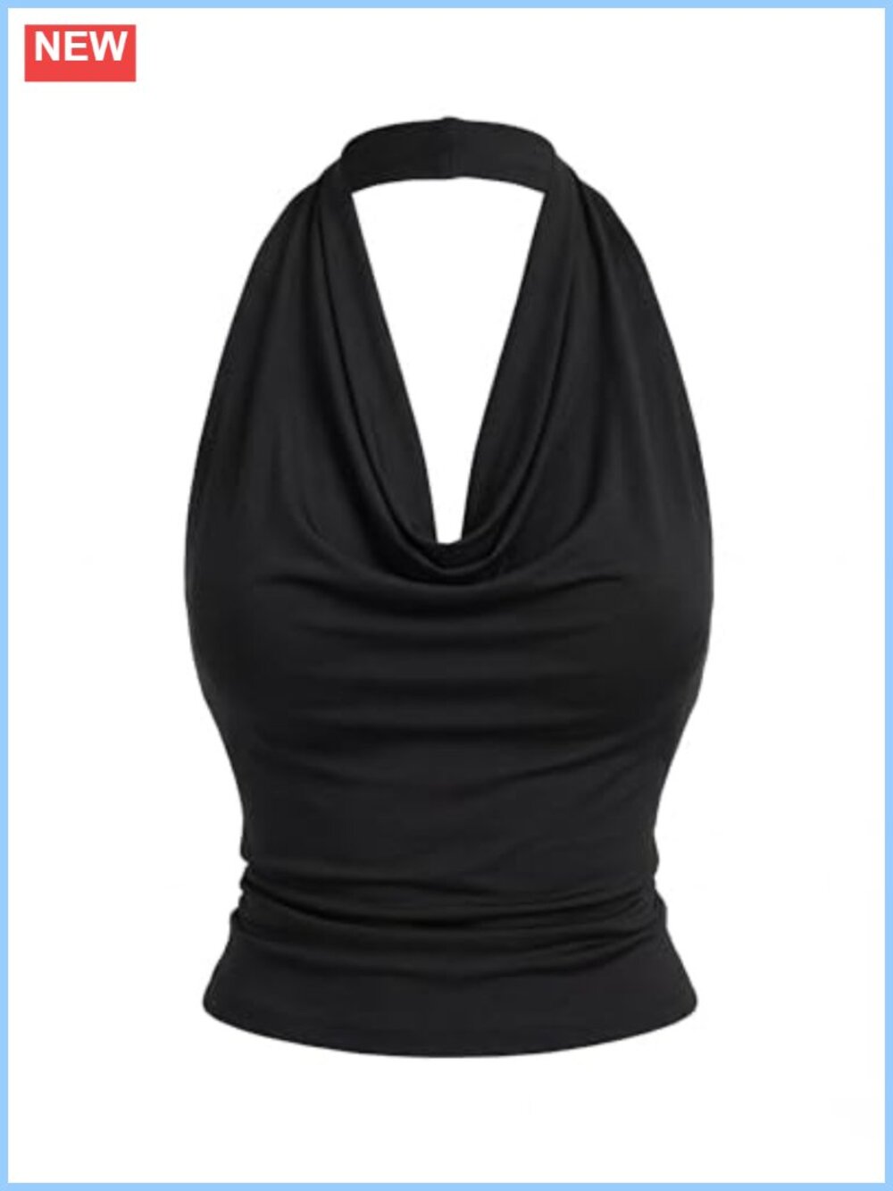 Women Halter Cowl Neck Backless Crop Tank Top Sleeveless Business Casual
